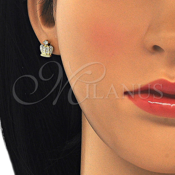 Sterling Silver Ring — Stud Earring Crown Design with White Cubic Zirconia — alternate product view — SKU 125675 | Plata 925 anillo — Stud Earring Crown diseño with blanco Cubic Zirconia — SKU 125675