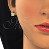 Sterling Silver Stud Earring, Crown Design, with White Cubic Zirconia, Polished, Golden Finish, 02.336.0107.2