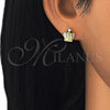Sterling Silver Stud Earring, Crown Design, with White Cubic Zirconia, Polished, Golden Finish, 02.336.0107.2