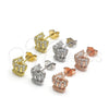 Sterling Silver Stud Earring, Crown Design, with White Cubic Zirconia, Polished, Golden Finish, 02.336.0107.2