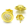 Sterling Silver Stud Earring, with White Cubic Zirconia, Polished, Golden Finish, 02.336.0108.2