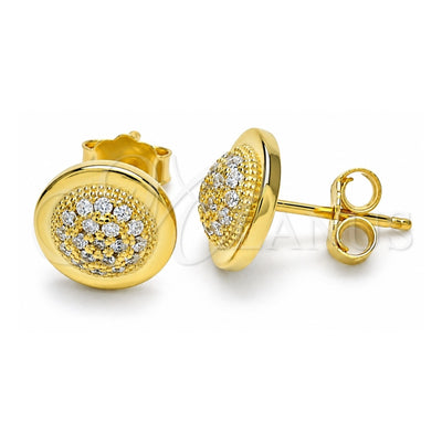 Sterling Silver Stud Earring, with White Cubic Zirconia, Polished, Golden Finish, 02.336.0108.2