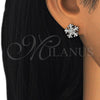 Sterling Silver Stud Earring, with White and White Cubic Zirconia, Polished, Rhodium Finish, 02.336.0109