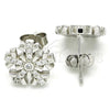 Sterling Silver Stud Earring, with White and White Cubic Zirconia, Polished, Rhodium Finish, 02.336.0109