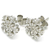 Sterling Silver Stud Earring, with White and White Cubic Zirconia, Polished, Rhodium Finish, 02.336.0109