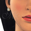 Sterling Silver Stud Earring, with White and White Cubic Zirconia, Polished, Golden Finish, 02.336.0109.2