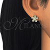 Sterling Silver Stud Earring, with White and White Cubic Zirconia, Polished, Golden Finish, 02.336.0109.2
