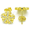 Sterling Silver Stud Earring, with White and White Cubic Zirconia, Polished, Golden Finish, 02.336.0109.2