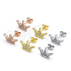 Sterling Silver Stud Earring, Crown Design, with White Micro Pave, Polished, Rose Gold Finish, 02.336.0110.1