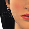 Sterling Silver Stud Earring, Dolphin Design, with Black and White Cubic Zirconia, Polished, Rose Gold Finish, 02.336.0082.1
