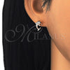 Sterling Silver Stud Earring, Dolphin Design, with Black and White Cubic Zirconia, Polished, Rose Gold Finish, 02.336.0082.1