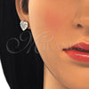 Sterling Silver Stud Earring, Heart and Love Design, with White Micro Pave, Polished, Rose Gold Finish, 02.336.0111.1