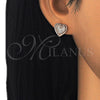 Sterling Silver Stud Earring, Heart and Love Design, with White Micro Pave, Polished, Rose Gold Finish, 02.336.0111.1