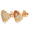 Sterling Silver Stud Earring, Heart and Love Design, with White Micro Pave, Polished, Rose Gold Finish, 02.336.0111.1
