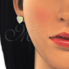 Sterling Silver Stud Earring, Heart and Love Design, with White Micro Pave, Polished, Golden Finish, 02.336.0111.2