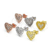 Sterling Silver Stud Earring, Heart and Love Design, with White Micro Pave, Polished, Golden Finish, 02.336.0111.2