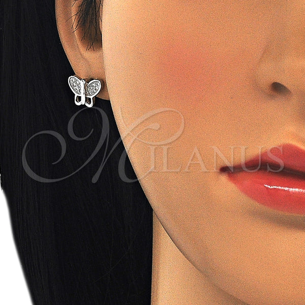 Sterling Silver Ring — Stud Earring Butterfly Design with White Micro Pave — alternate product view — SKU 125693 | Plata 925 anillo — Stud Earring Butterfly diseño with blanco Micro Pave — SKU 125693