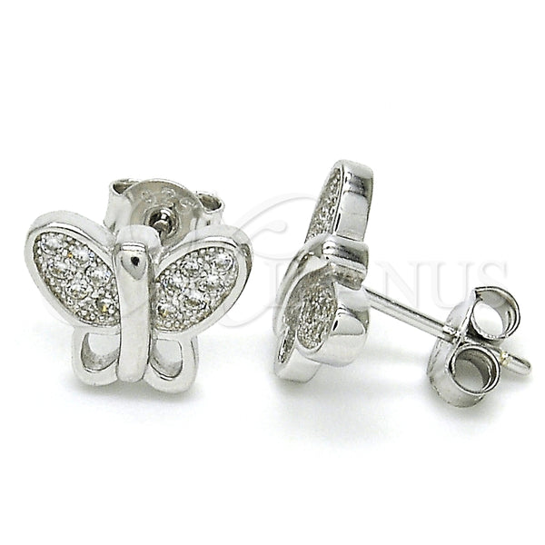 Sterling Silver Ring — Stud Earring Butterfly Design with White Micro Pave — main product view — SKU 125693 | Plata 925 anillo — Stud Earring Butterfly diseño with blanco Micro Pave — SKU 125693