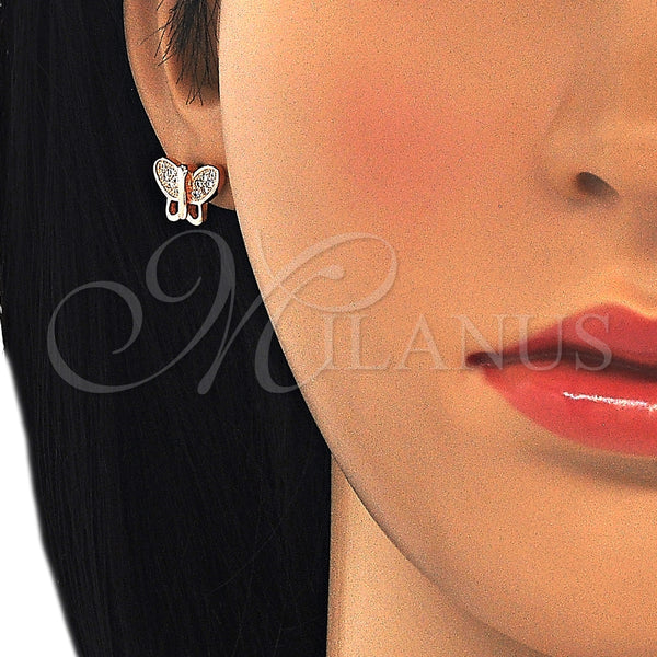 Sterling Silver Ring — Stud Earring Butterfly Design with White Micro Pave — alternate product view — SKU 125694 | Plata 925 anillo — Stud Earring Butterfly diseño with blanco Micro Pave — SKU 125694
