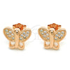 Sterling Silver Stud Earring, Butterfly Design, with White Micro Pave, Polished, Rose Gold Finish, 02.336.0113.1