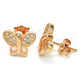 Sterling Silver Stud Earring, Butterfly Design, with White Micro Pave, Polished, Rose Gold Finish, 02.336.0113.1