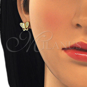 Sterling Silver Ring — Stud Earring Butterfly Design with White Micro Pave — main product view — SKU 125695 | Plata 925 anillo — Stud Earring Butterfly diseño with blanco Micro Pave — SKU 125695