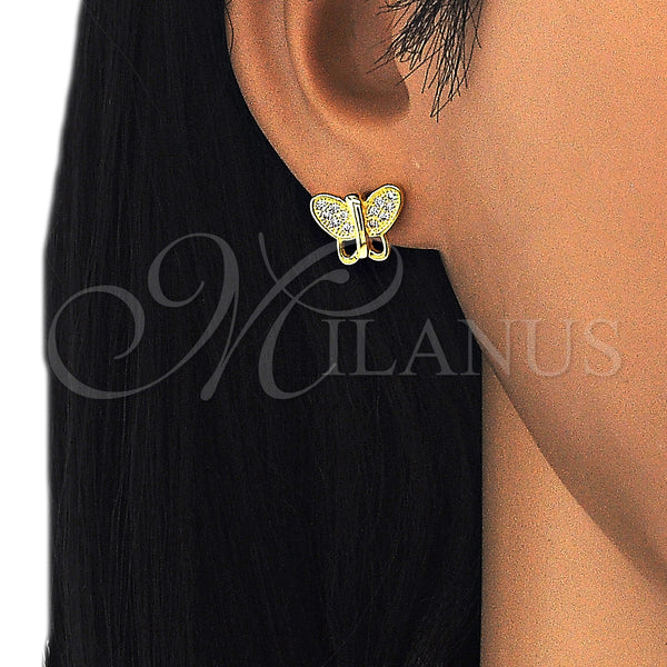 Sterling Silver Ring — Stud Earring Butterfly Design with White Micro Pave — alternate product view — SKU 125695 | Plata 925 anillo — Stud Earring Butterfly diseño with blanco Micro Pave — SKU 125695