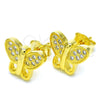 Sterling Silver Stud Earring, Butterfly Design, with White Micro Pave, Polished, Golden Finish, 02.336.0113.2