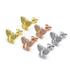 Sterling Silver Stud Earring, Butterfly Design, with White Micro Pave, Polished, Golden Finish, 02.336.0113.2