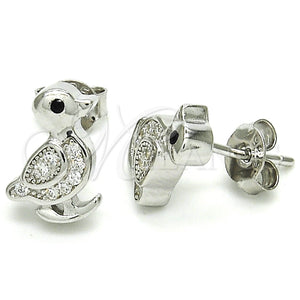 Sterling Silver Ring — Stud Earring with White and Black Micro Pave — main product view — SKU 125696 | Plata 925 anillo — Stud Earring with blanco and negro Micro Pave — SKU 125696