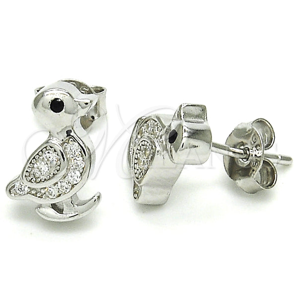 Sterling Silver Ring — Stud Earring with White and Black Micro Pave — main product view — SKU 125696 | Plata 925 anillo — Stud Earring with blanco and negro Micro Pave — SKU 125696