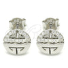 Sterling Silver Stud Earring, with White Cubic Zirconia, Polished, Rhodium Finish, 02.336.0115