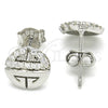 Sterling Silver Stud Earring, with White Cubic Zirconia, Polished, Rhodium Finish, 02.336.0115