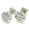 Sterling Silver Stud Earring, with White Cubic Zirconia, Polished, Rhodium Finish, 02.336.0115