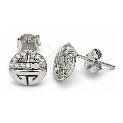 Sterling Silver Stud Earring, with White Cubic Zirconia, Polished, Rhodium Finish, 02.336.0115