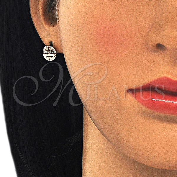 Sterling Silver Ring — Stud Earring with White Cubic Zirconia Polished Rose — alternate product view — SKU 125700 | Plata 925 anillo — Stud Earring with blanco Cubic Zirconia pulido Rose — SKU 125700