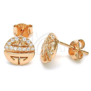 Sterling Silver Ring — Stud Earring with White Cubic Zirconia Polished Rose — main product view — SKU 125700 | Plata 925 anillo — Stud Earring with blanco Cubic Zirconia pulido Rose — SKU 125700
