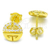 Sterling Silver Stud Earring, with White Cubic Zirconia, Polished, Golden Finish, 02.336.0115.2