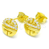 Sterling Silver Stud Earring, with White Cubic Zirconia, Polished, Golden Finish, 02.336.0115.2