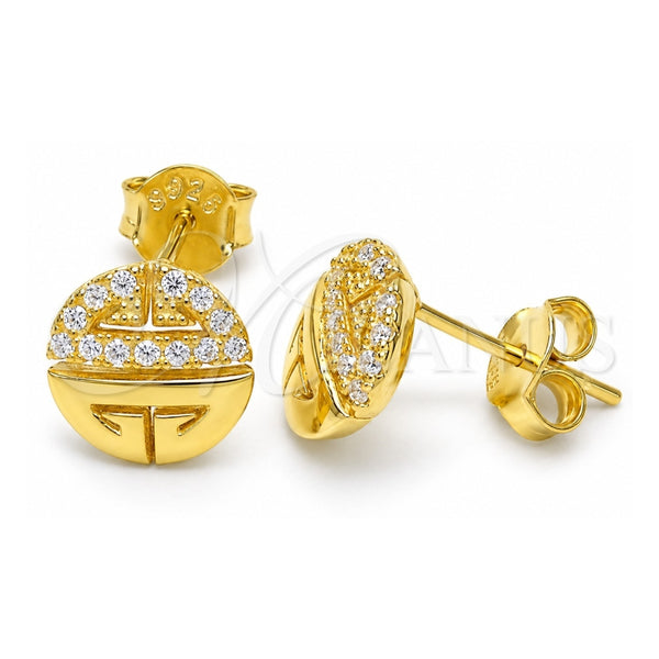 Sterling Silver Stud Earring, with White Cubic Zirconia, Polished, Golden Finish, 02.336.0115.2