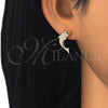 Sterling Silver Stud Earring, Dolphin Design, with White and Black Cubic Zirconia, Polished, Golden Finish, 02.336.0116.2