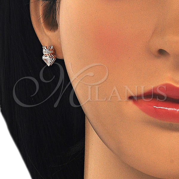 Sterling Silver Ring — Stud Earring Crown Design with White Cubic Zirconia — alternate product view — SKU 125706 | Plata 925 anillo — Stud Earring Crown diseño with blanco Cubic Zirconia — SKU 125706