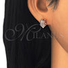 Sterling Silver Stud Earring, Crown Design, with White Cubic Zirconia, Polished, Rose Gold Finish, 02.336.0117.1