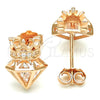 Sterling Silver Stud Earring, Crown Design, with White Cubic Zirconia, Polished, Rose Gold Finish, 02.336.0117.1