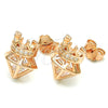 Sterling Silver Stud Earring, Crown Design, with White Cubic Zirconia, Polished, Rose Gold Finish, 02.336.0117.1