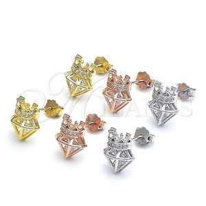 Sterling Silver Ring — Stud Earring Crown Design with White Cubic Zirconia — main product view — SKU 125707 | Plata 925 anillo — Stud Earring Crown diseño with blanco Cubic Zirconia — SKU 125707