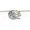 Sterling Silver Pendant Necklace, Moon and Infinite Design, with Multicolor Micro Pave, Polished, Rhodium Finish, 04.336.0075.16 (02 MM Thickness, 16 Inches Length)