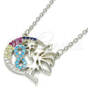 Sterling Silver Pendant Necklace, Moon and Infinite Design, with Multicolor Micro Pave, Polished, Rhodium Finish, 04.336.0075.16 (02 MM Thickness, 16 Inches Length)