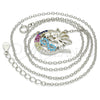 Sterling Silver Pendant Necklace, Moon and Infinite Design, with Multicolor Micro Pave, Polished, Rhodium Finish, 04.336.0075.16 (02 MM Thickness, 16 Inches Length)