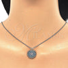 Sterling Silver Pendant Necklace, with Multicolor Micro Pave, Polished, Rhodium Finish, 04.336.0076.16 (02 MM Thickness, 16 Inches Length)
